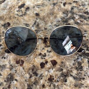 Ray-Ban Gold Frame Sunglasses with Dark Lenses